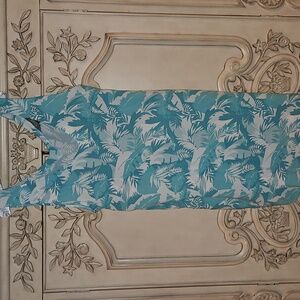 Natural Reflections Tropical Leaf Print Sleeveless Dress